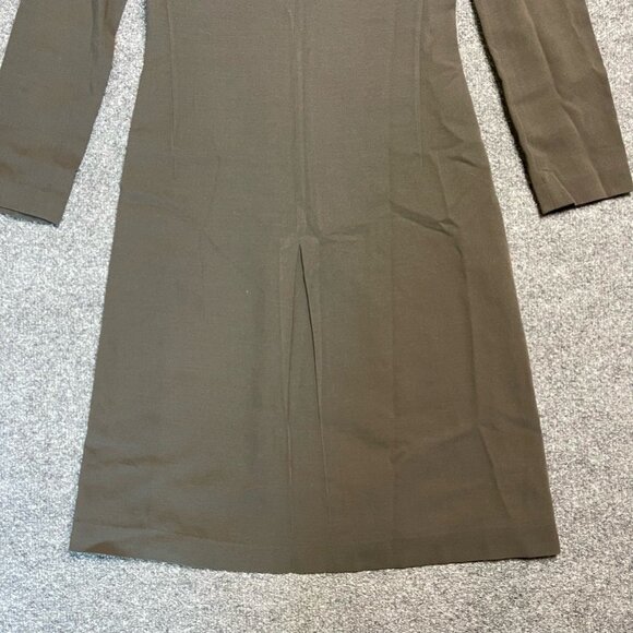 MICHAA Womens A Line Dress Green Olive Notch Neck Long Sleeve Zipper Modest XL - Picture 5 of 10
